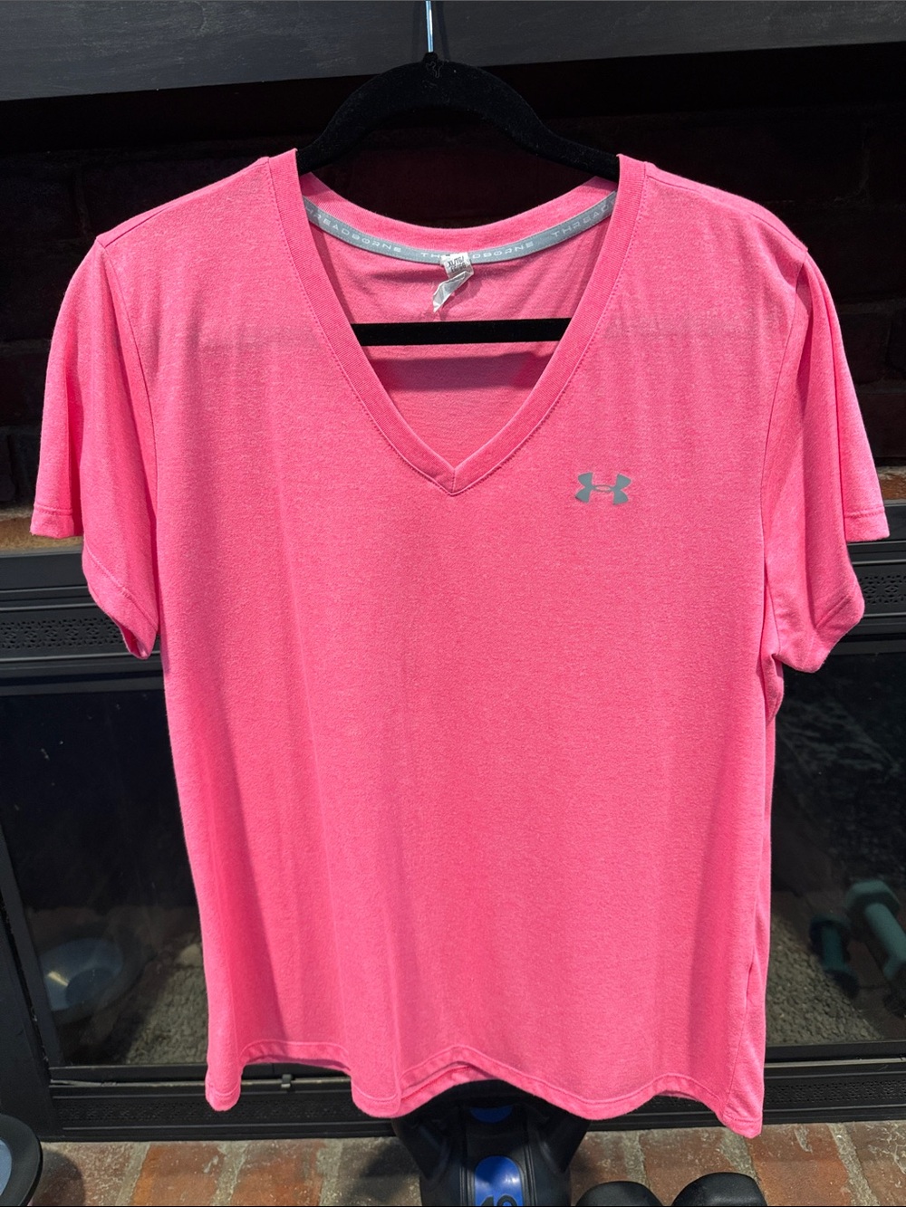 Under Armour Hot Pink V-Neck Athletic Tee